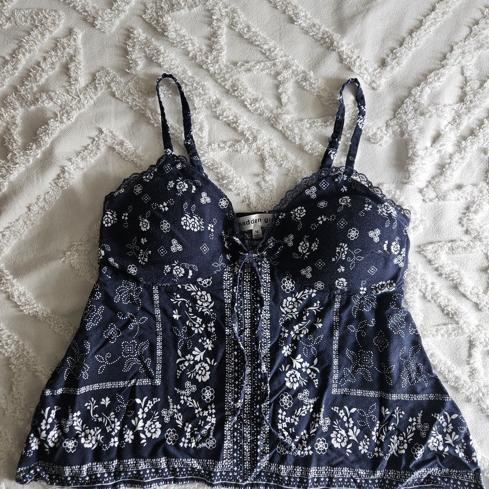 Madden Girl Navy Blue Bandana Print Camisole
